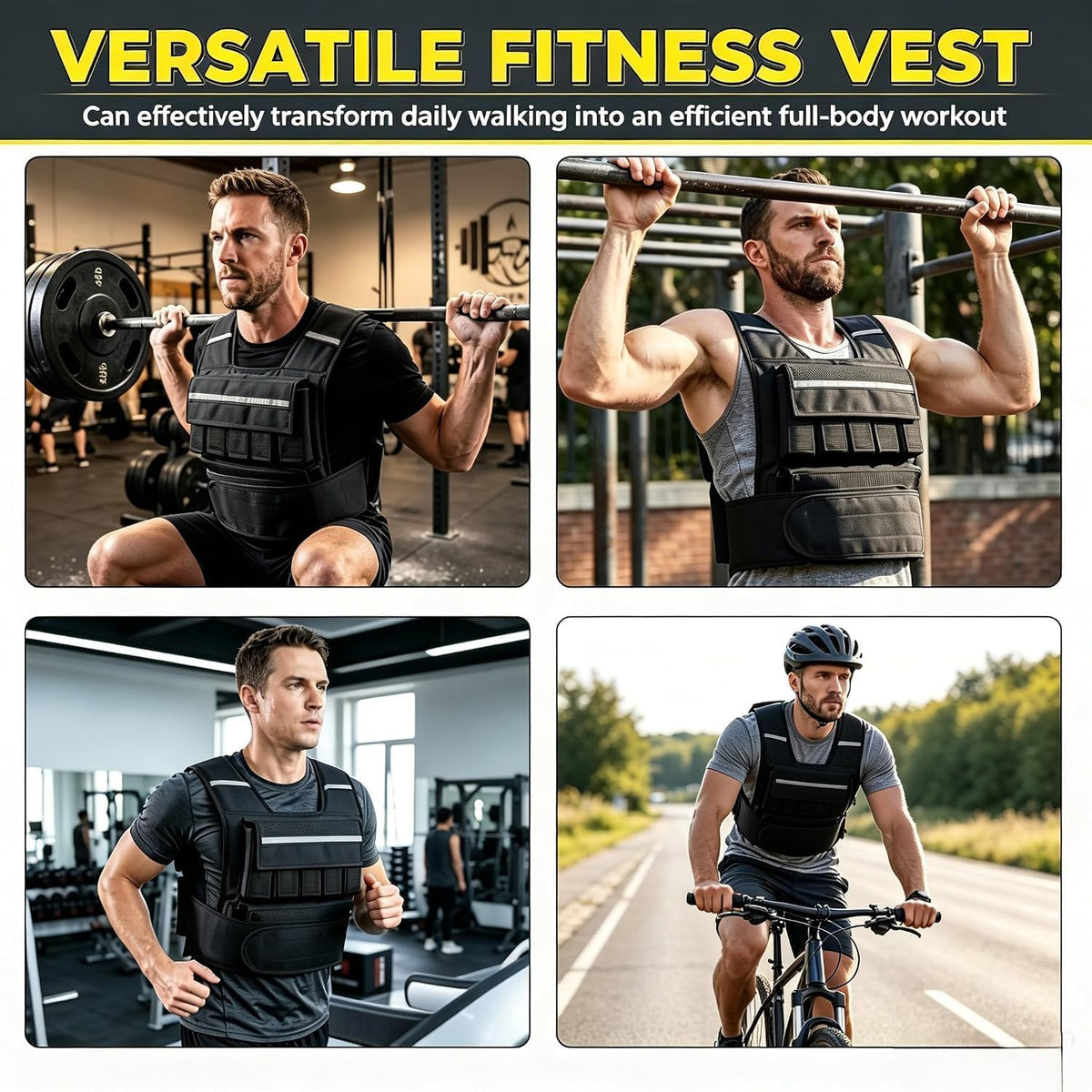 ZENY Adjustable Weighted Vest for Men Women, 30lb/40lb/60lb Fitness Vest