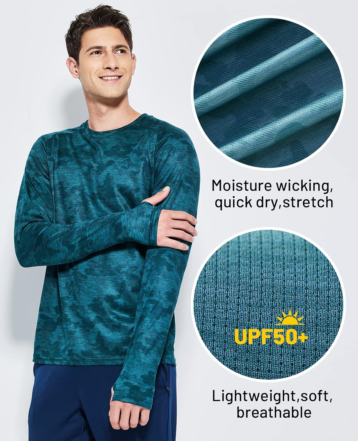 MIER Men's UPF 50+ Rash Guard Long Sleeve Shirts Dry Fit Fishing Running