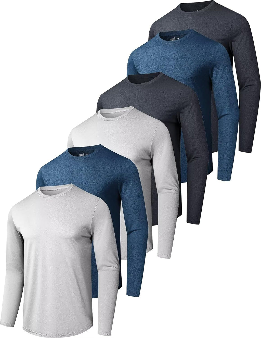 OYGSieg 6/7 Pack Men's Quick Dry Long Sleeve UPF50+ Sun Shirts