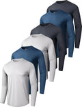 OYGSieg 6/7 Pack Men's Quick Dry Long Sleeve UPF50+ Sun Shirts