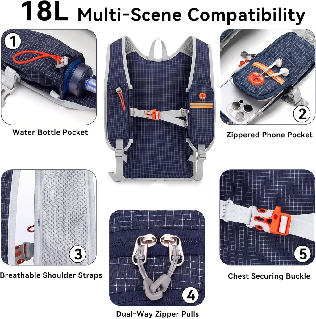 18L Small Hiking Backpack Foldable Ultralight Daypack