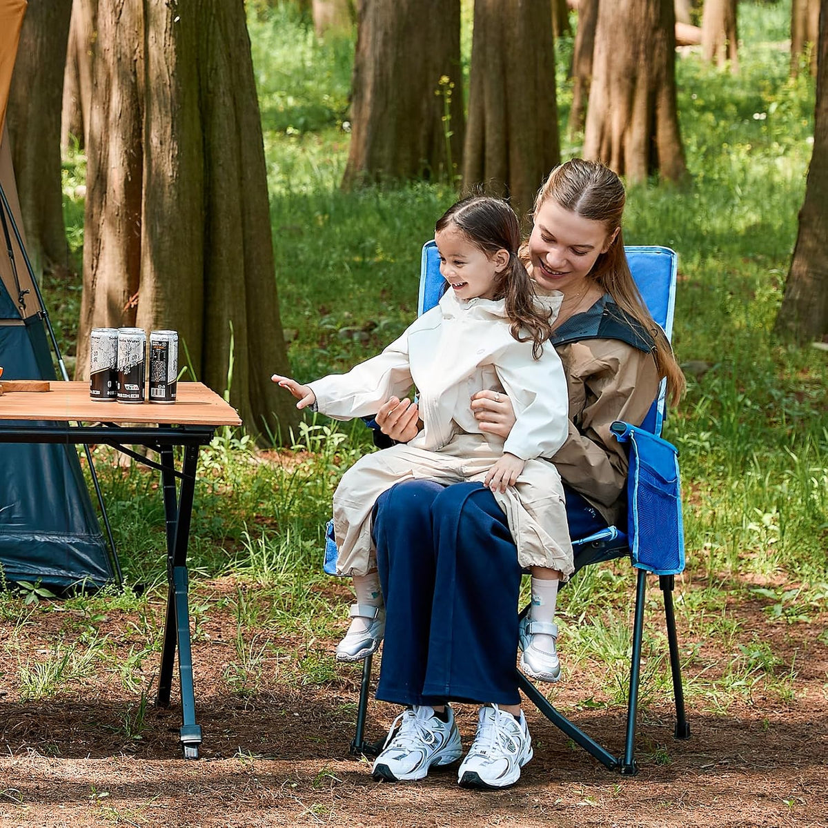 EVER ADVANCED Reclining Camping Chairs for Adult Supports 350lbs Blue