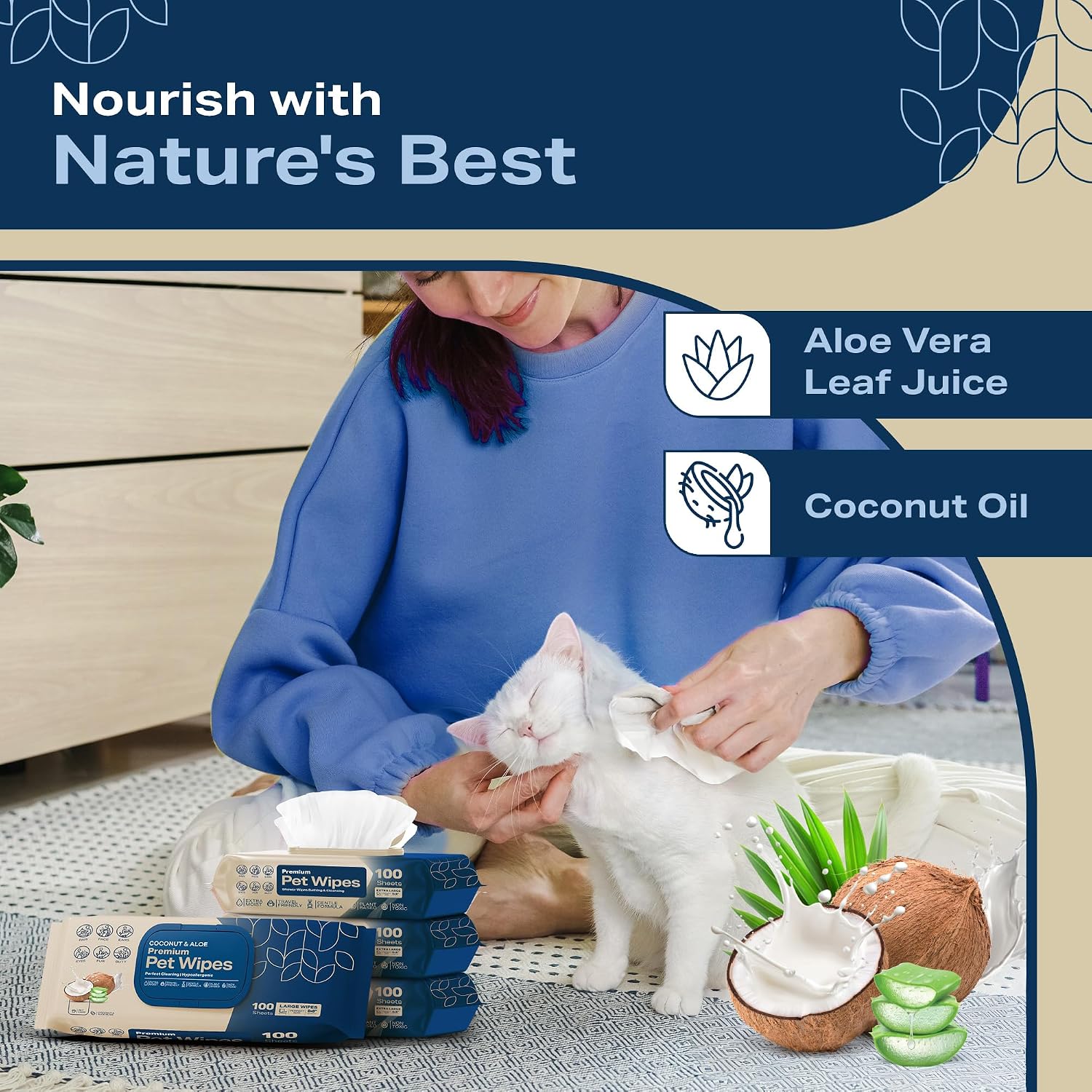 REFRESHIFY Dog Wipes for Paws and Butt - Coconut Scented (Pack of 400) - Pet Wipes for Dogs and Cats - Deodorizing Non Toxic Dog Wipes, +12 Additional Travel Wipes