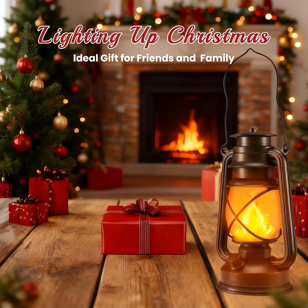 2 Pack Bronze Battery-Powered LED Lanterns with Flickering Flame and Remote