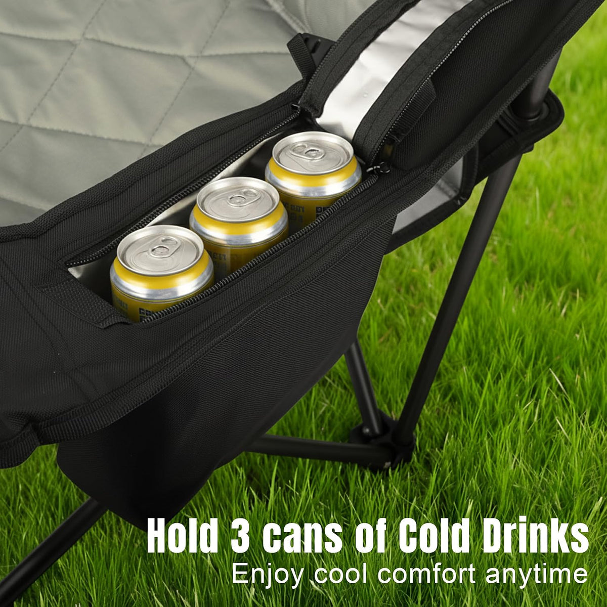 Oversized Padded Camping Chairs with Lumbar Support& Cooler Bag