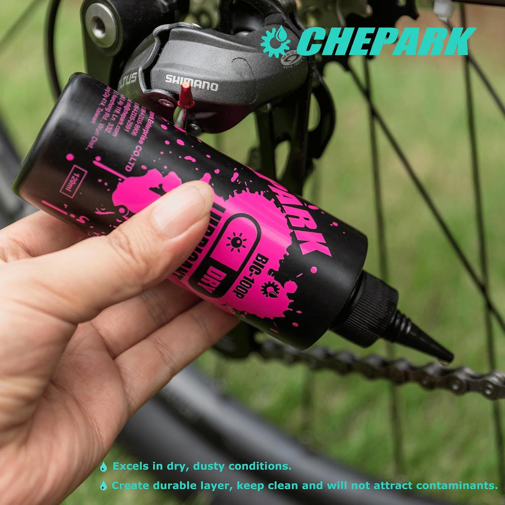 CHEPARK Bike Drivetrain cleaning & lubricating Essentials Kit with Bicycle Degreaser,Bicycle Lubricant Brush Tool- Bicycle Maintenance for Mountain Road Bikes (100P)