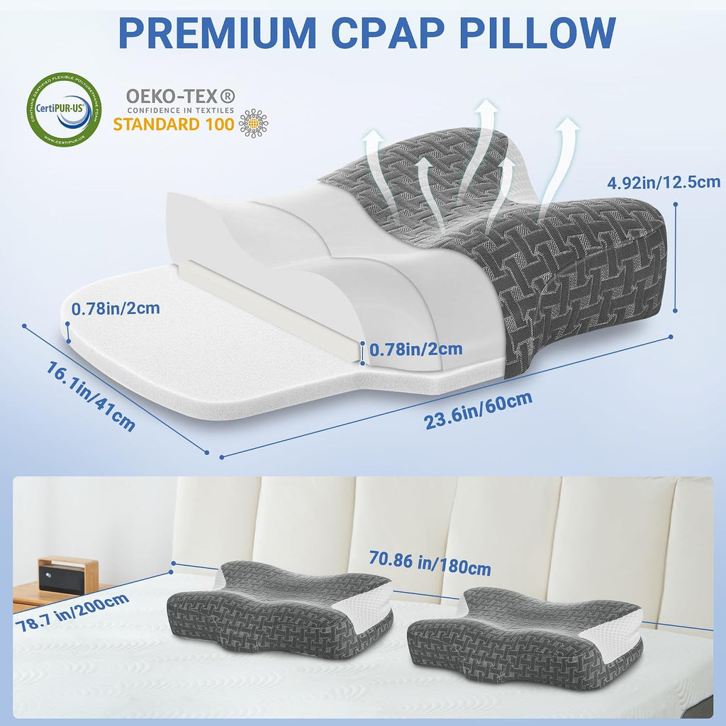 Elviros 2 Pack CPAP Pillow for Side Back and Stomach Sleepers