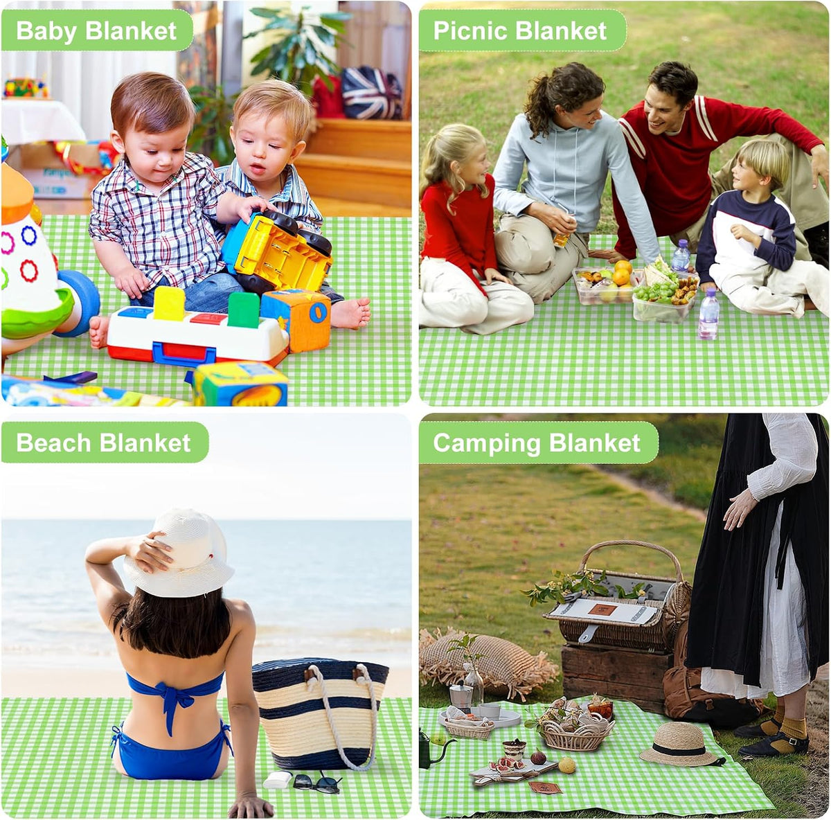 4 Pcs Disposable Outdoor Picnic Blankets 70.9''x70.9'' Portable Pocket Blanket Foldable Waterproof Picnic Mats Sandproof Beach Blanket with Ground Spikes for Beach Travel Hiking Camping