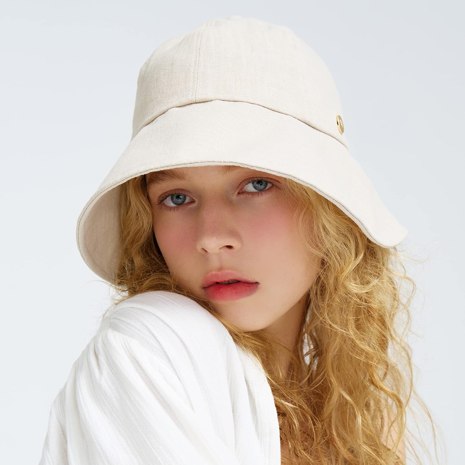 WHITE SANDS MOJA Linen Blend Victorian Bonnet Hat Sun Cap, Foldable Summer Visor | NEW Katy