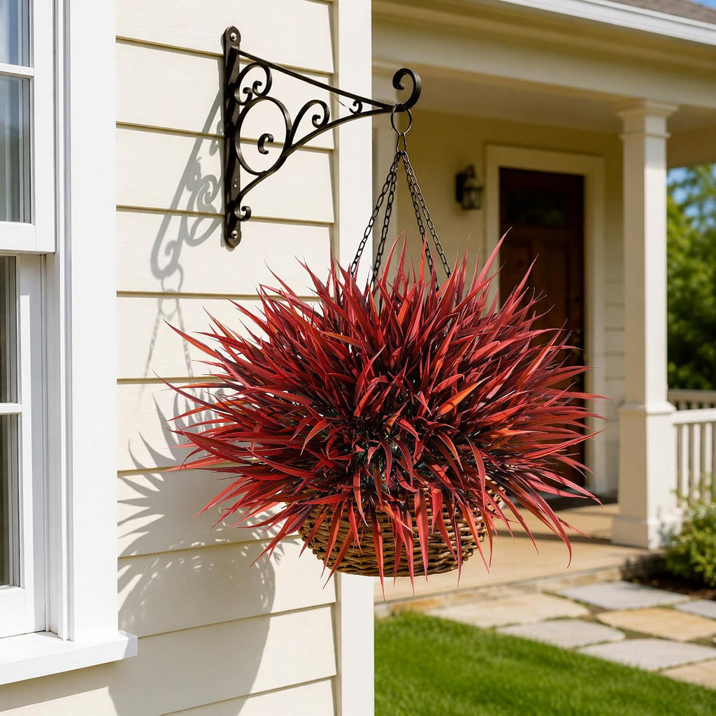 Fake Artificial Plants Outdoor Fall Faux Greenery Stems for Outside Decorations, 12Pcs Realistic Plastic Grass UV Resistant Artificial Bushes for Outdoors Planters Patio Porch Window Garden Home