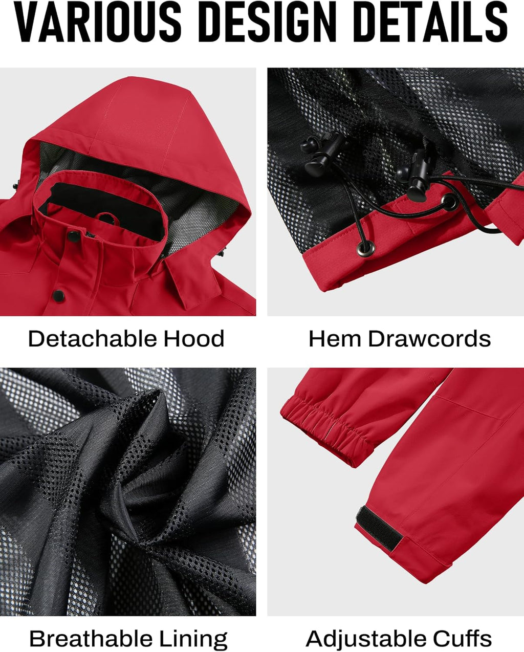MAGCOMSEN Men's Lightweight Windbreaker Rain Jacket Raincoat with Detachable Hood for Hiking Fishing Activewear