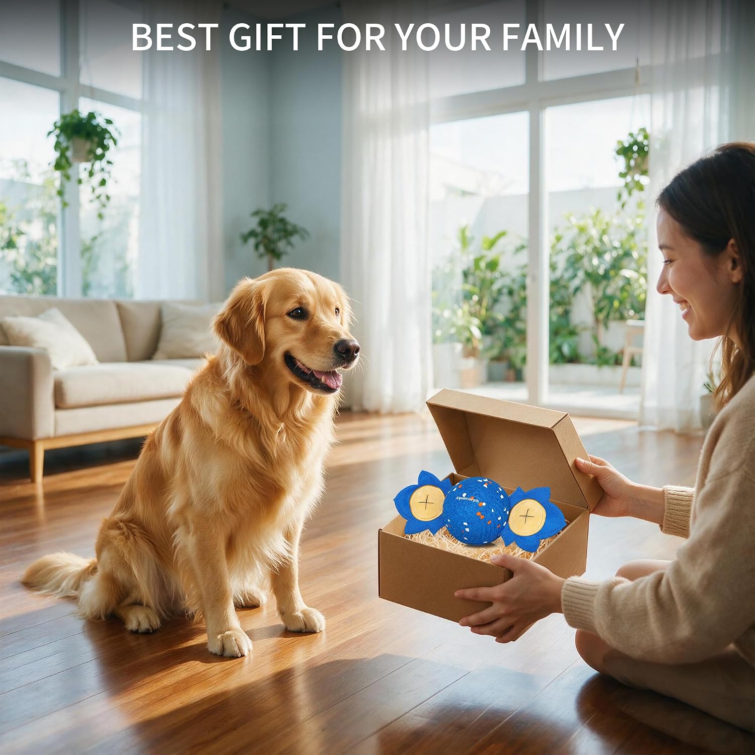 Interactive Vibrating Dog Ball Toy with Squeaky Wings for Medium Large Dogs