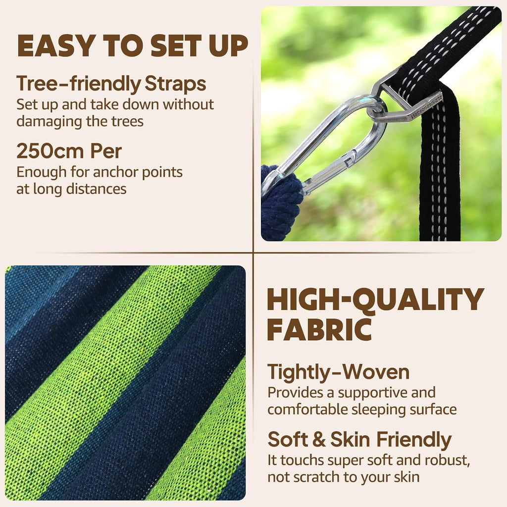 Chihee Cotton Hammock 8.9x4.9ft Holds Up to 660lbs Prevents Side-Tipping