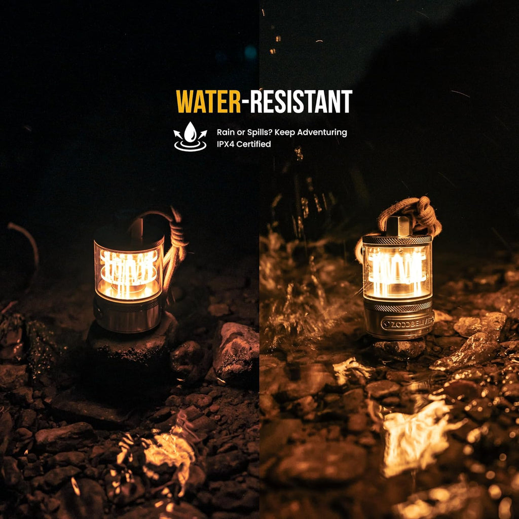 ZOOOBELIVES Vintage Aluminum Camping Lantern Light - Dimmable Warm Glow Lamp, Handcrafted Alloy, USB-C 72H Runtime, IPX4 Waterproof for Hiking, Backpacking & Glamping | LumiSummit