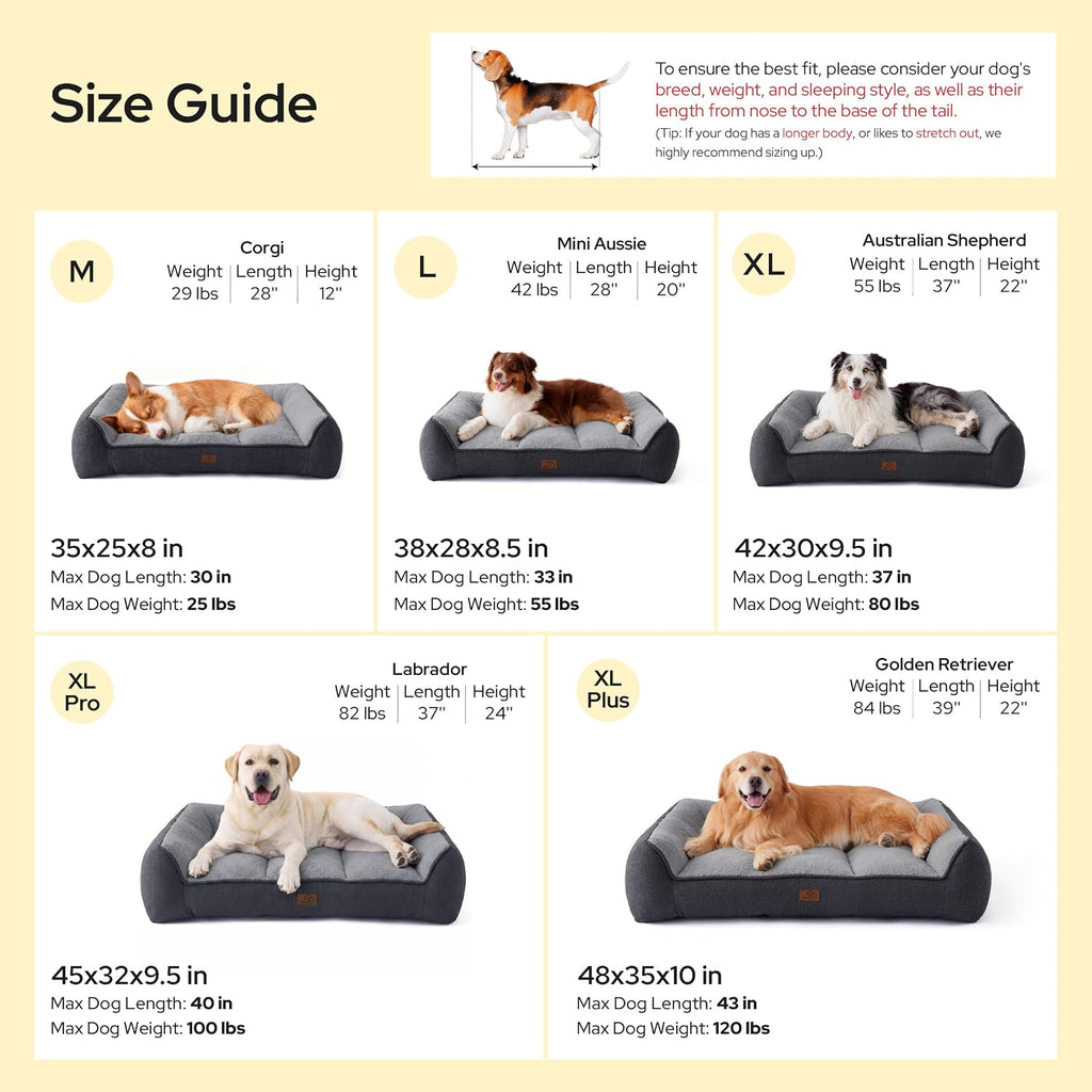 Bedsure SupportMax™ Extra Thick Orthopedic XL Dog Beds Large Sized Dog