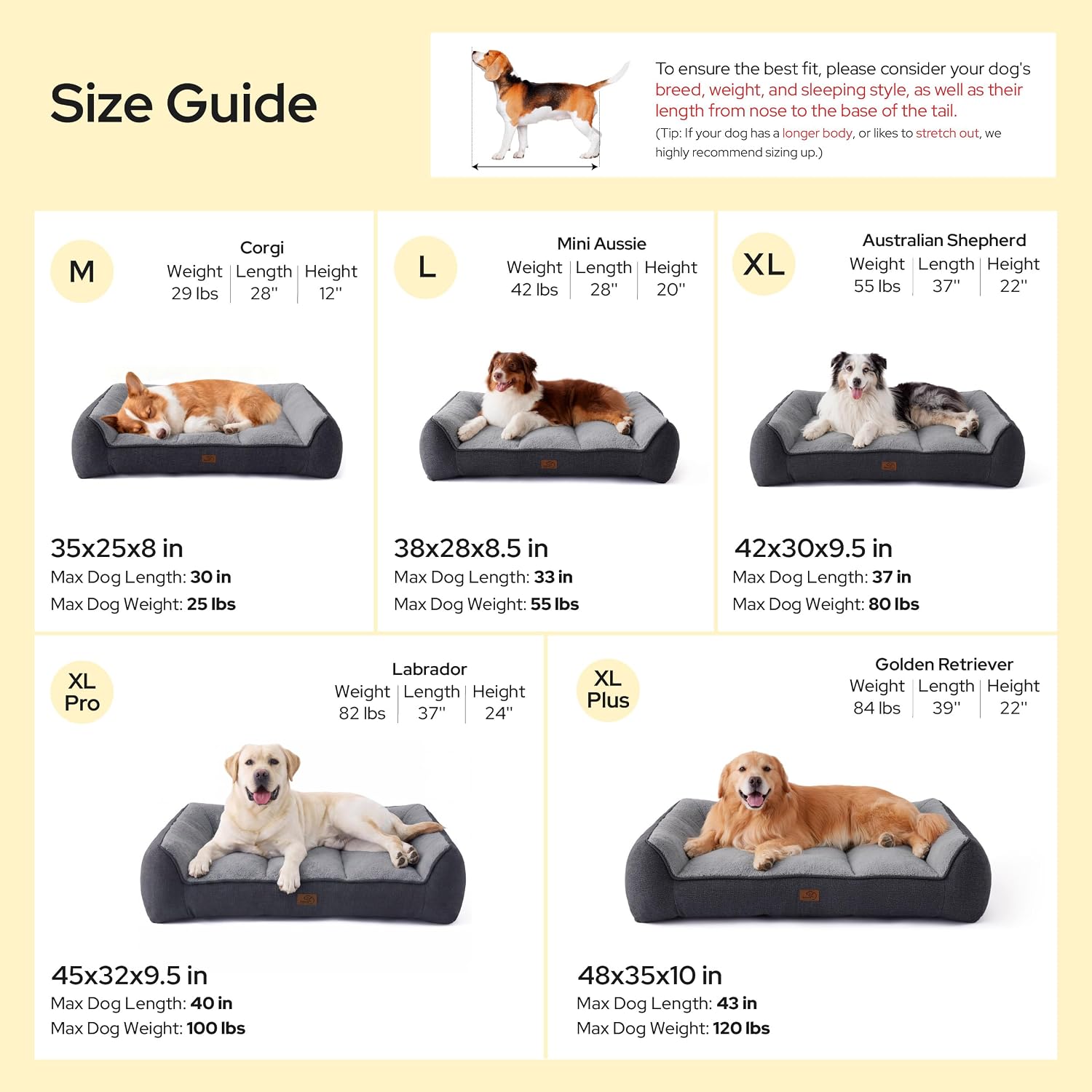 Bedsure SupportMax™ Extra Thick Orthopedic XL Dog Beds Large Sized Dog