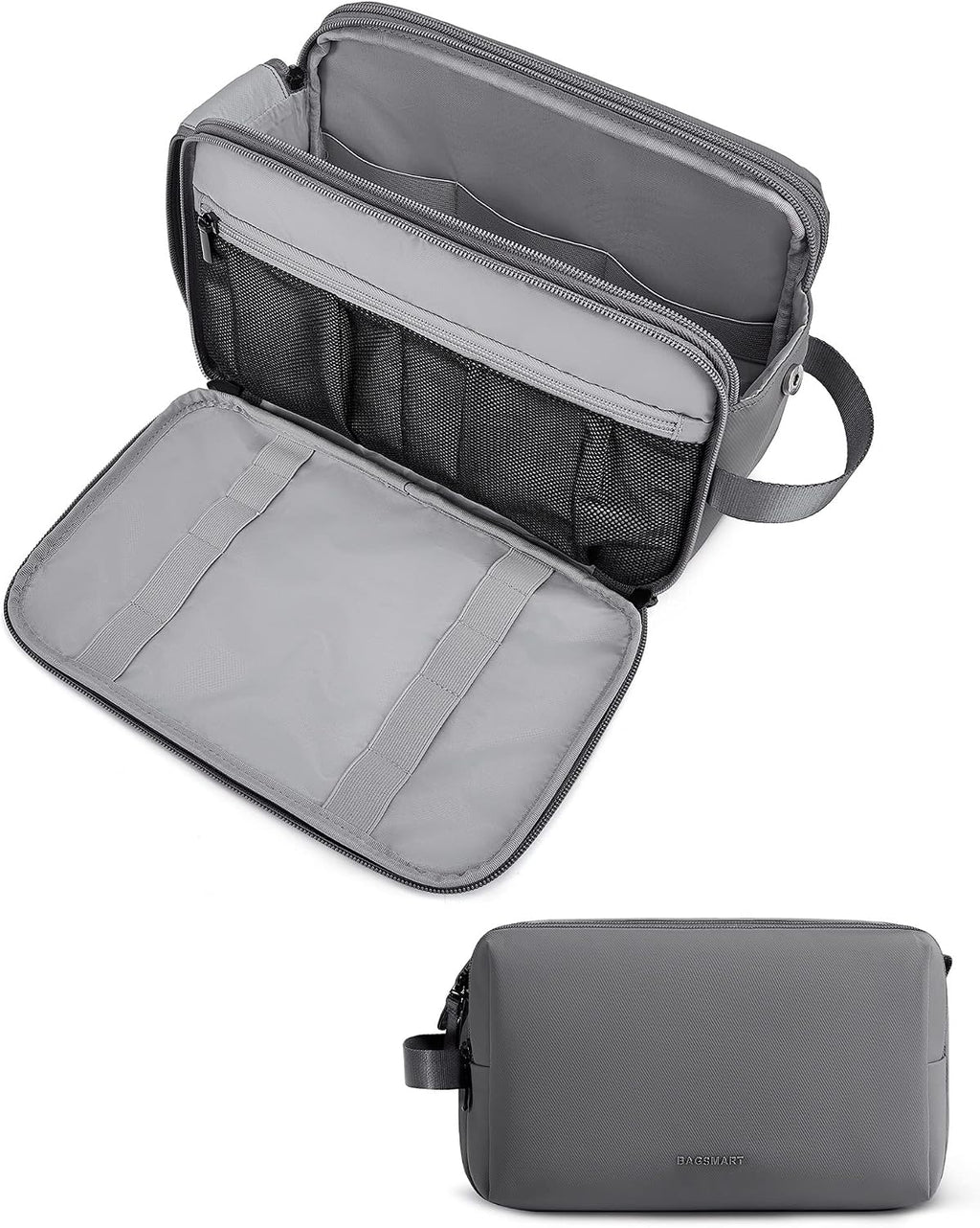 BAGSMART Toiletry Bag for Men, Travel Toiletry Organizer Dopp Kit Water-resistant Shaving Bag for Toiletries Accessories, Door Room Essentials,Beige-medium