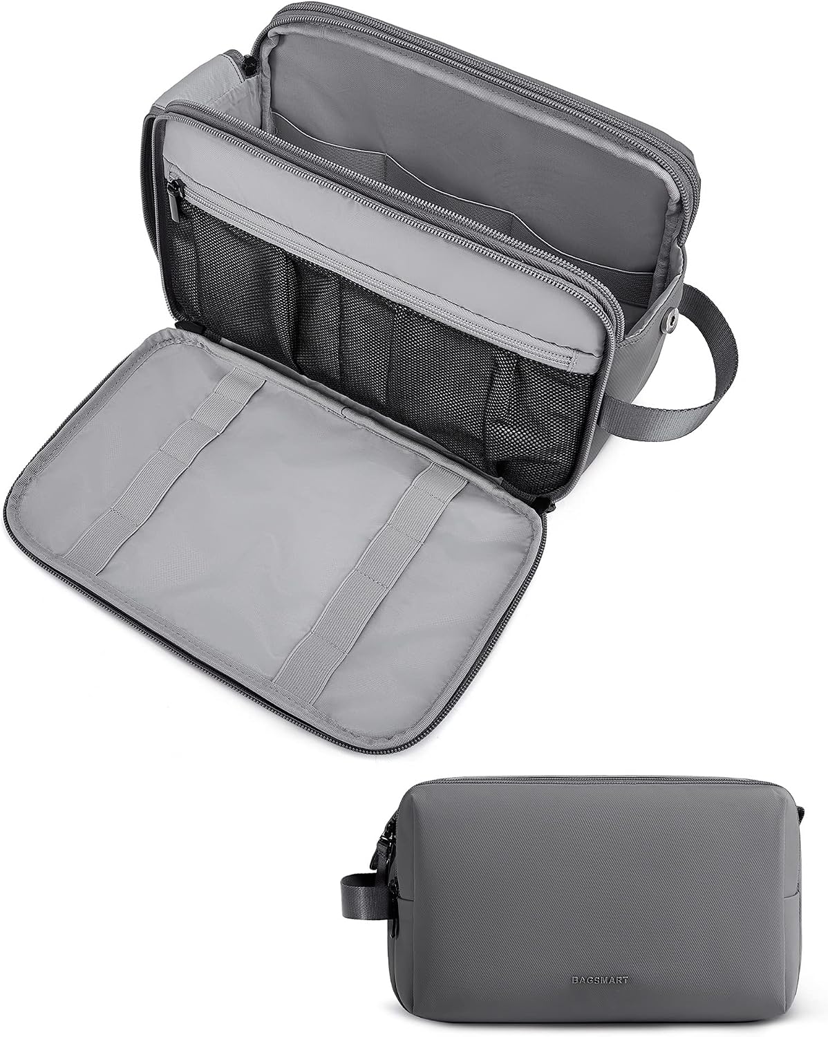 BAGSMART Toiletry Bag for Men, Travel Toiletry Organizer Dopp Kit Water-resistant Shaving Bag for Toiletries Accessories, Door Room Essentials,Beige-medium