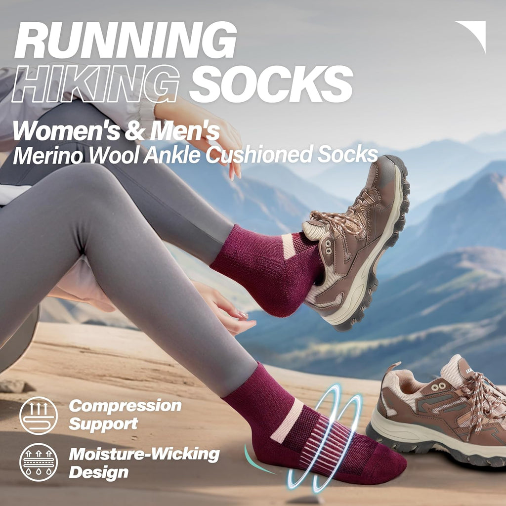 Anlisim Merino Wool Ankle Running Hiking Socks for Women and Men