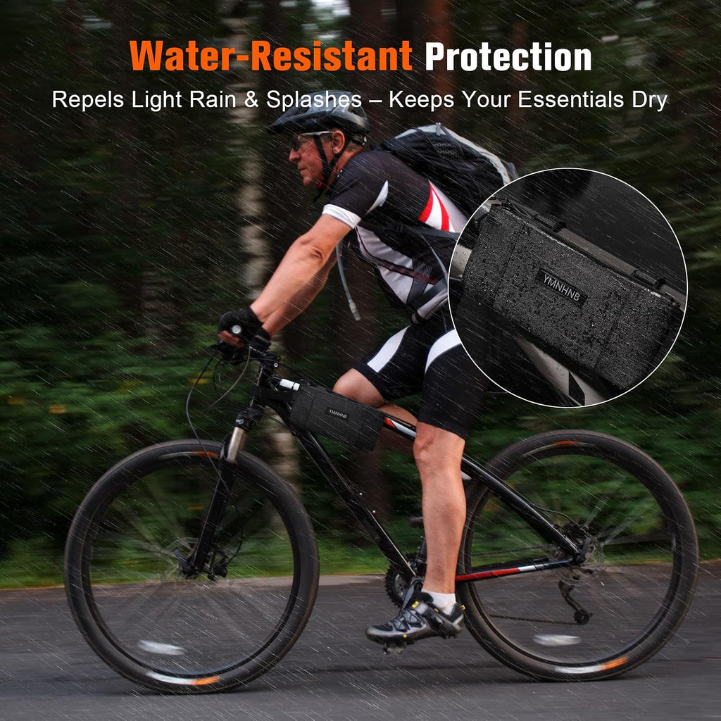 Bike Frame Bag – Water-Resistant Top Tube Bike Bag, Minimalist Bicycle Storage Pouch for Smartphone & Cards, Fits Road & Mountain Bikes
