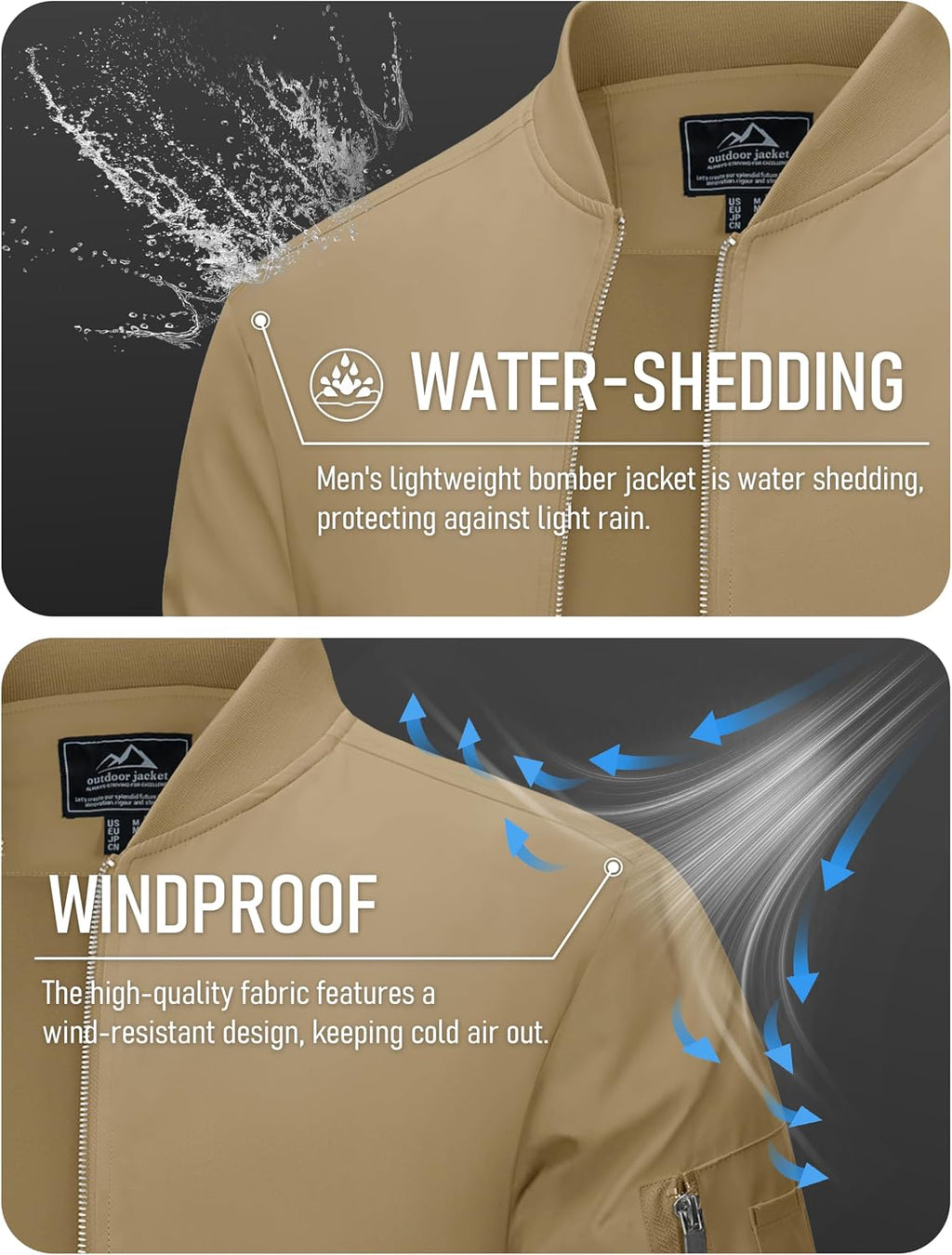 MAGCOMSEN Men's Bomber Jacket Lightweight Windbreaker Spring Fall Jacket
