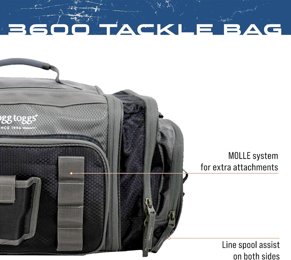FROGG TOGGS Heavy Duty Fishing Tackle Duffle Bag, Black, 3600