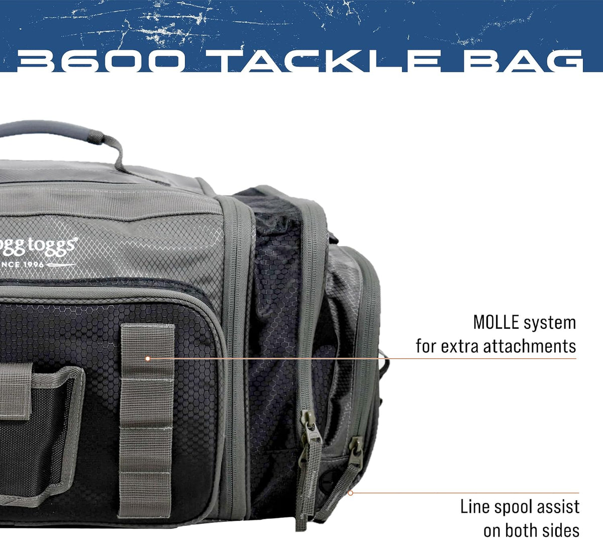FROGG TOGGS Heavy Duty Fishing Tackle Duffle Bag, Black, 3600