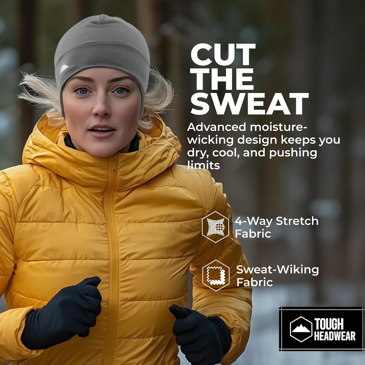 Tough Headwear Thermal Skull Cap - Moisture-Wicking Running Beanie - Snug Fit Ski Helmet Liner - Lightweight Cycling Cap