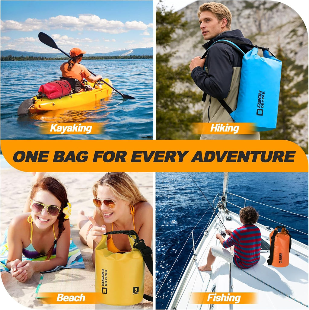 Waterproof Dry Bag, 5L/10L/20L/30L/40L Roll Top Lightweight Storage Backpack with Phone Case for Women & Men, Floating Waterproof Sack for Travel, Swimming, Kayaking, Paddle Board, Camping & Beach