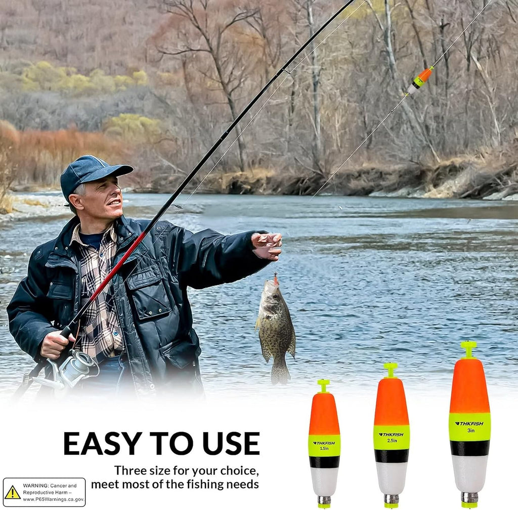 THKFISH Fishing Bobbers 5PCS EVA Foam Round Floats Red/Green Snap-On Spring Fishing Buoy Accessories for Freshwater Saltwater