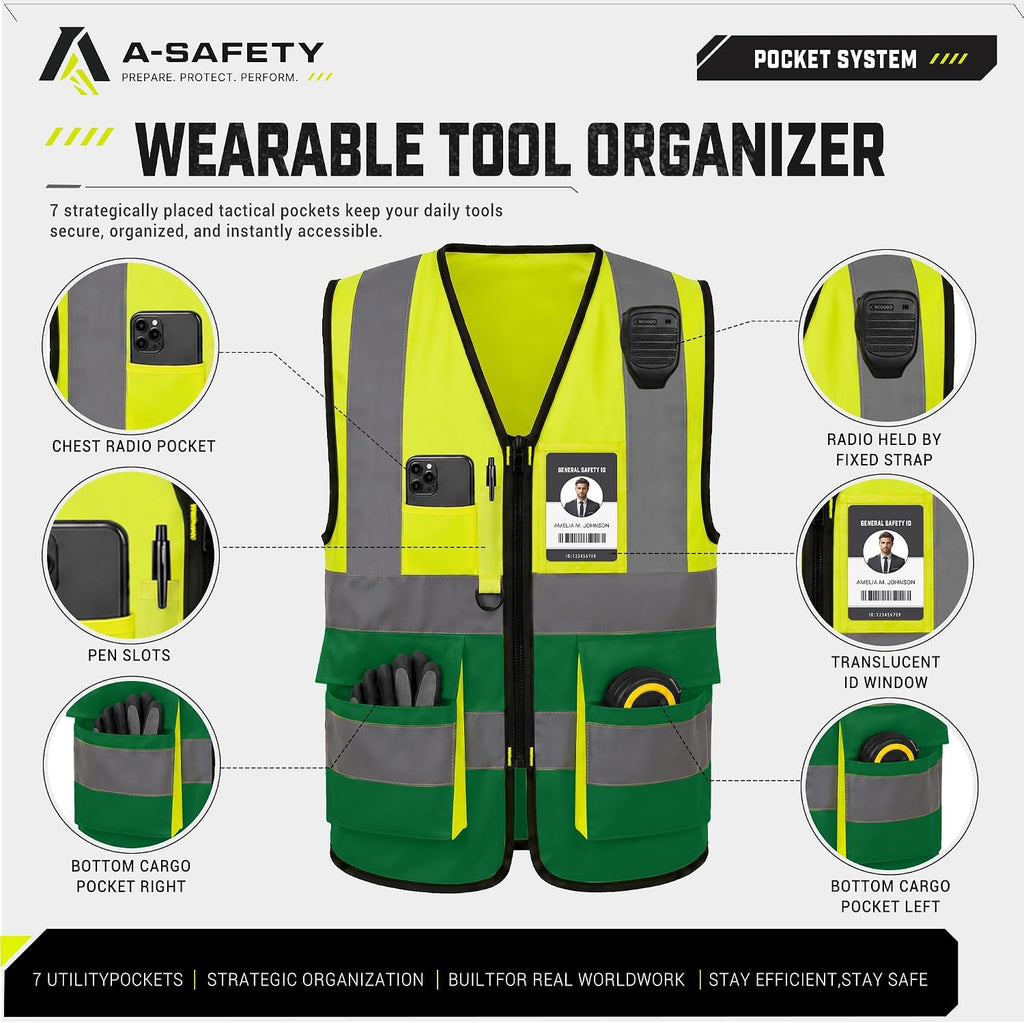 A-SAFETY High Visibility Reflective Safety Vest Customize Logo (XS-8XL)