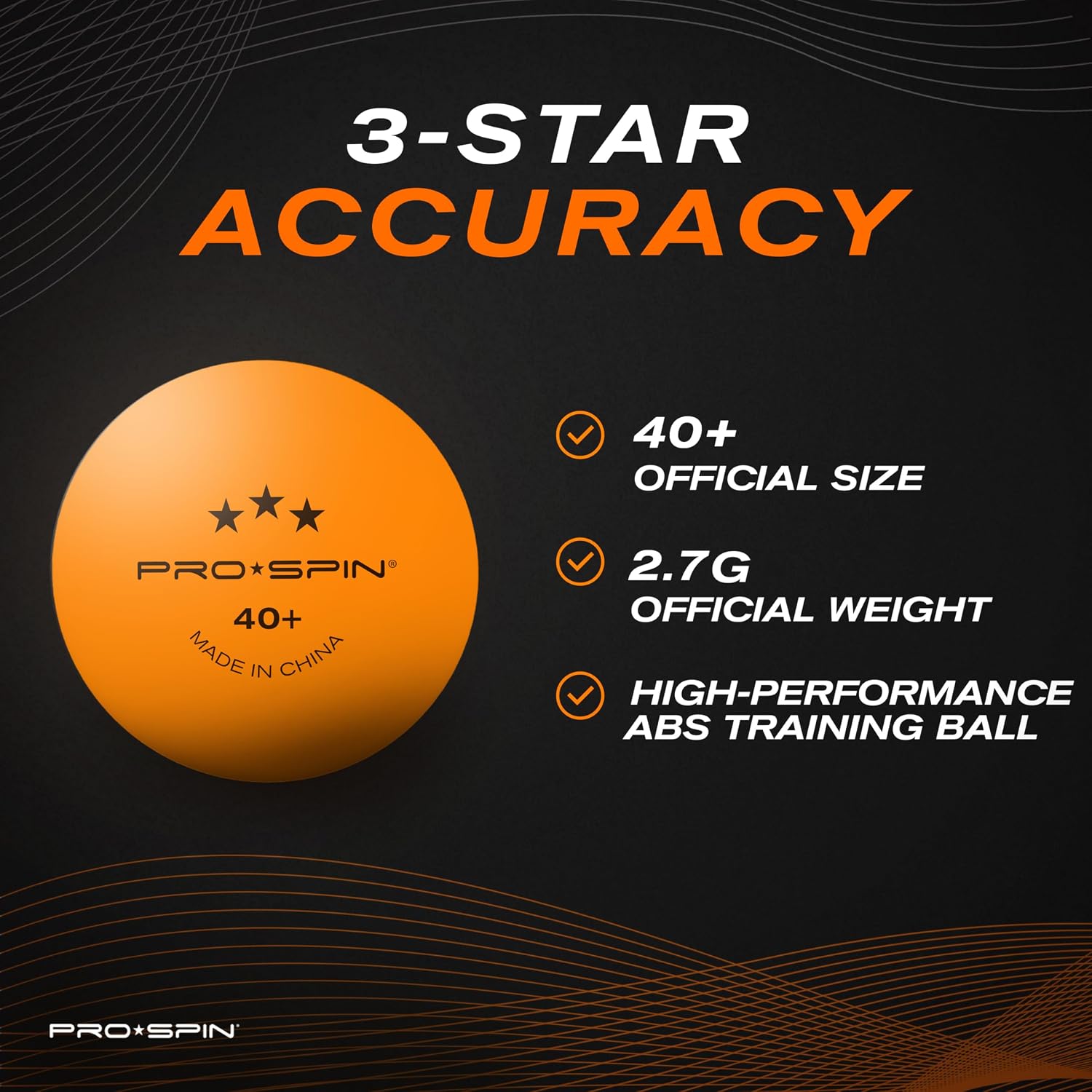 PRO-SPIN Ping Pong Balls - 3-Star Premium Orange Table Tennis Balls | High-Performance 40+ ABS Professional Quality | Ultimate Durability for Indoor & Outdoor Ping Pong Tables
