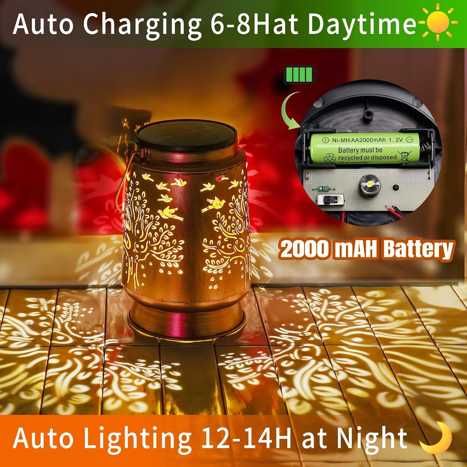 Tree of Life Solar Lanterns Outdoor Waterproof, Birthday Day Gift for Women