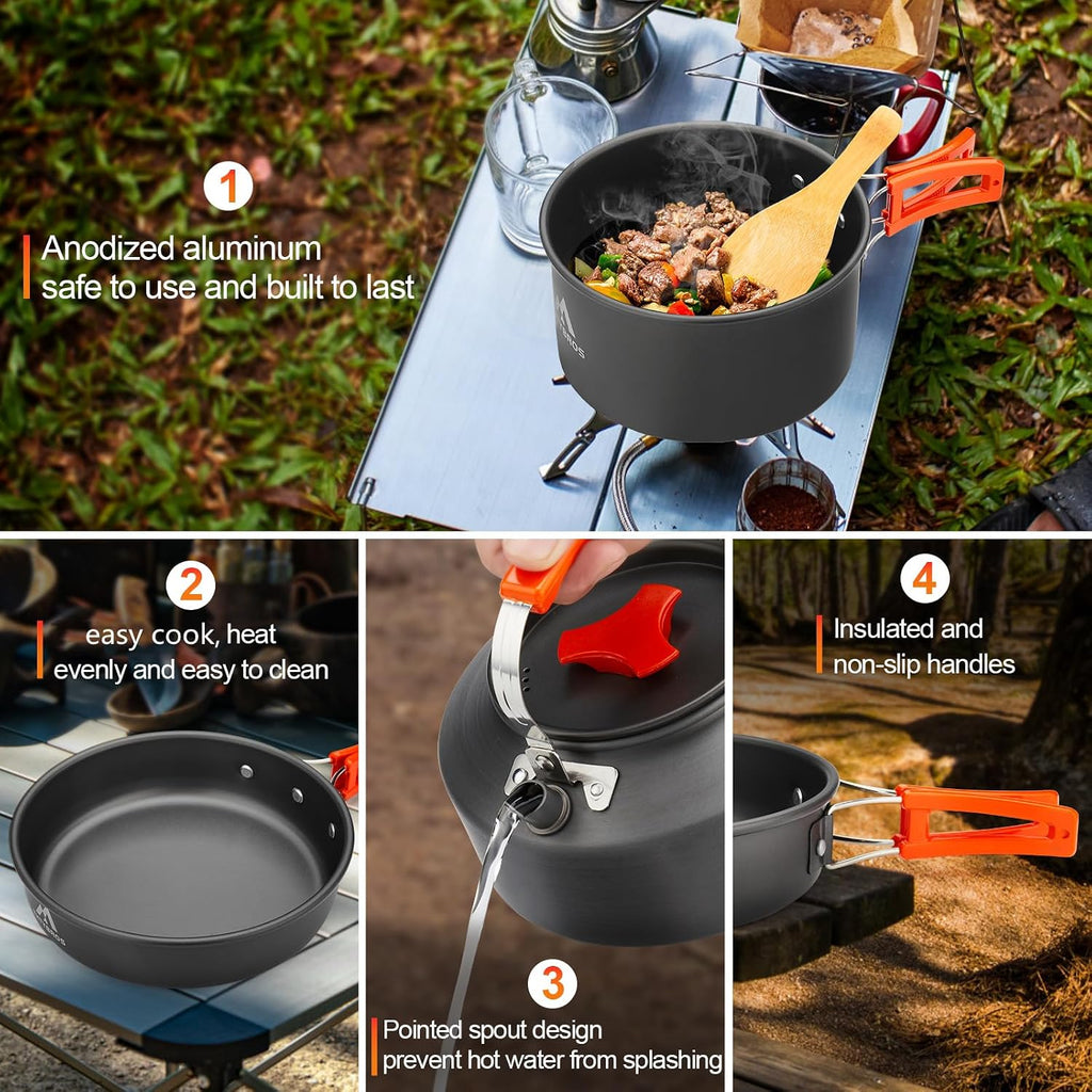 THTYBROS 17pcs Camping Cookware Mess Kit,for Camping,Backpacking,Picnic
