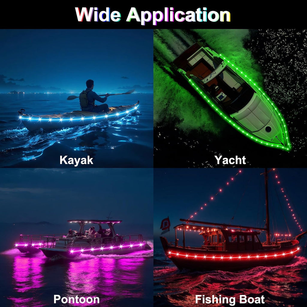 22 Ft Kayak Paddle Board Lights, Battery Operated Led Boat Interior Lights with Remote Control, 16 Light Colors & 7 Modes Waterproof Led Light for Boats Kayak Yacht Pontoon