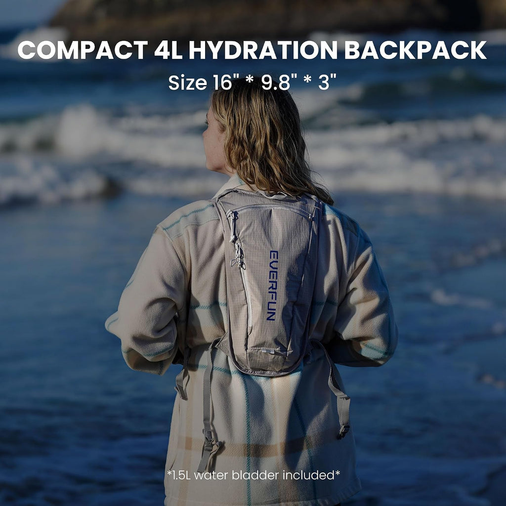 EVERFUN Hydration Backpack Running Vest Small Hiking Water Backpack with 1.5L Water Bladder, Lightweight Reflective Phone Holder Hydro Pack for Trail Running, Biking, Race, Marathons