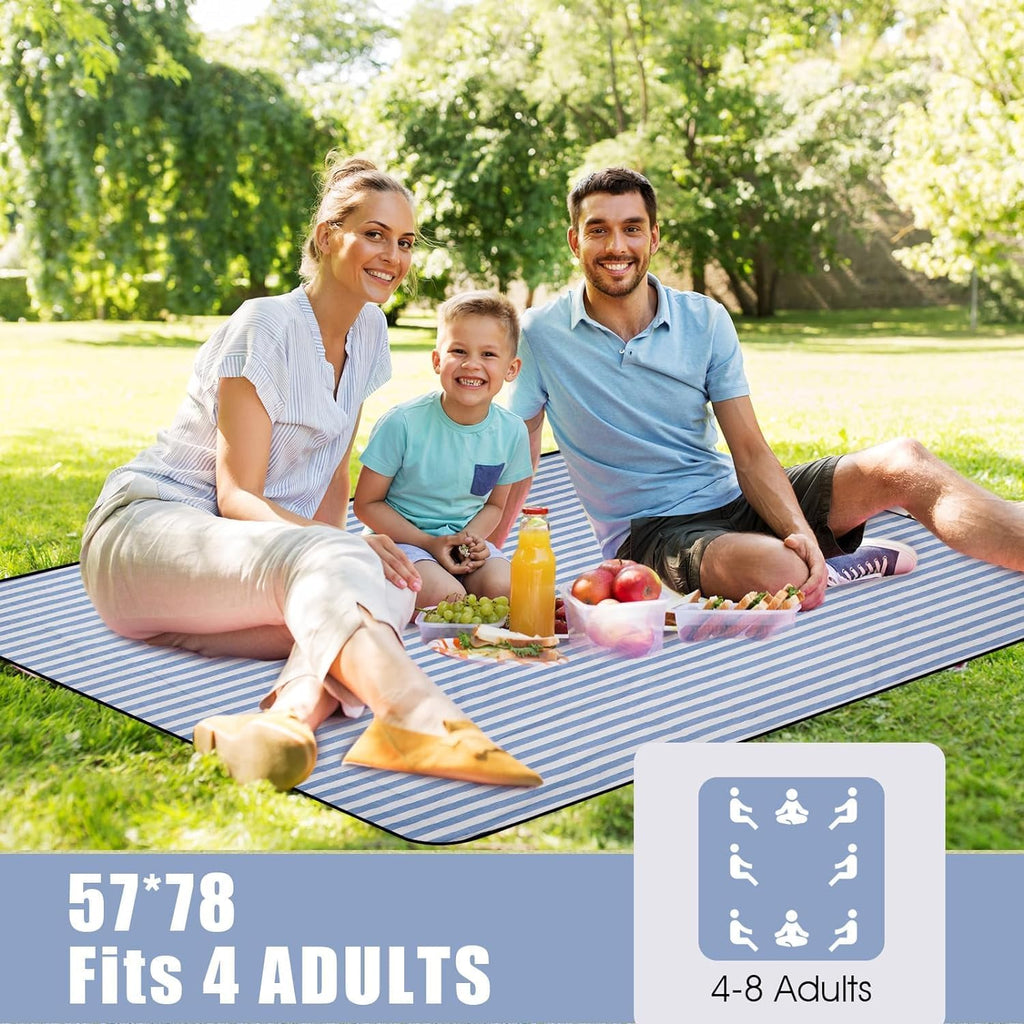 Picnic Outdoor Blankets Waterproof Extra Large - Beach Mat Sand Free Foldable with Carry Strap | Portable Camping Blanket | Park Blanket for Grass , Hiking, Travel, Concerts, Indoor (Cerulean Blue)