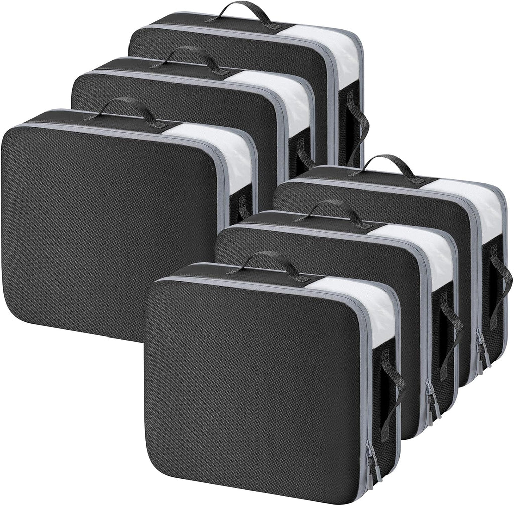 DIMJ Clothes Storage Bag 6 Pack, 19L Compression Storage Bags for Blanket, Sweater, Jacket, Closet, Sheet Storage Organizer with Window Handle, Compression Packing Cubes Space Saver Bags with Zipper