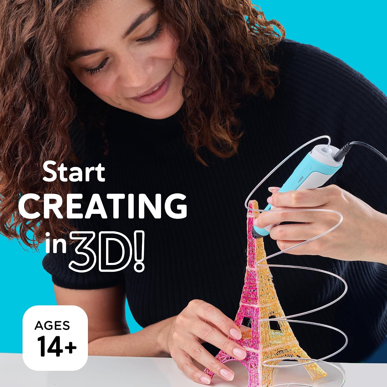 SCRIB3D P1 3D Printing Pen with Display - Includes 3D Pen, 3 Starter Colors of PLA Filament, Stencil Book + Project Guide, and Power Adapter