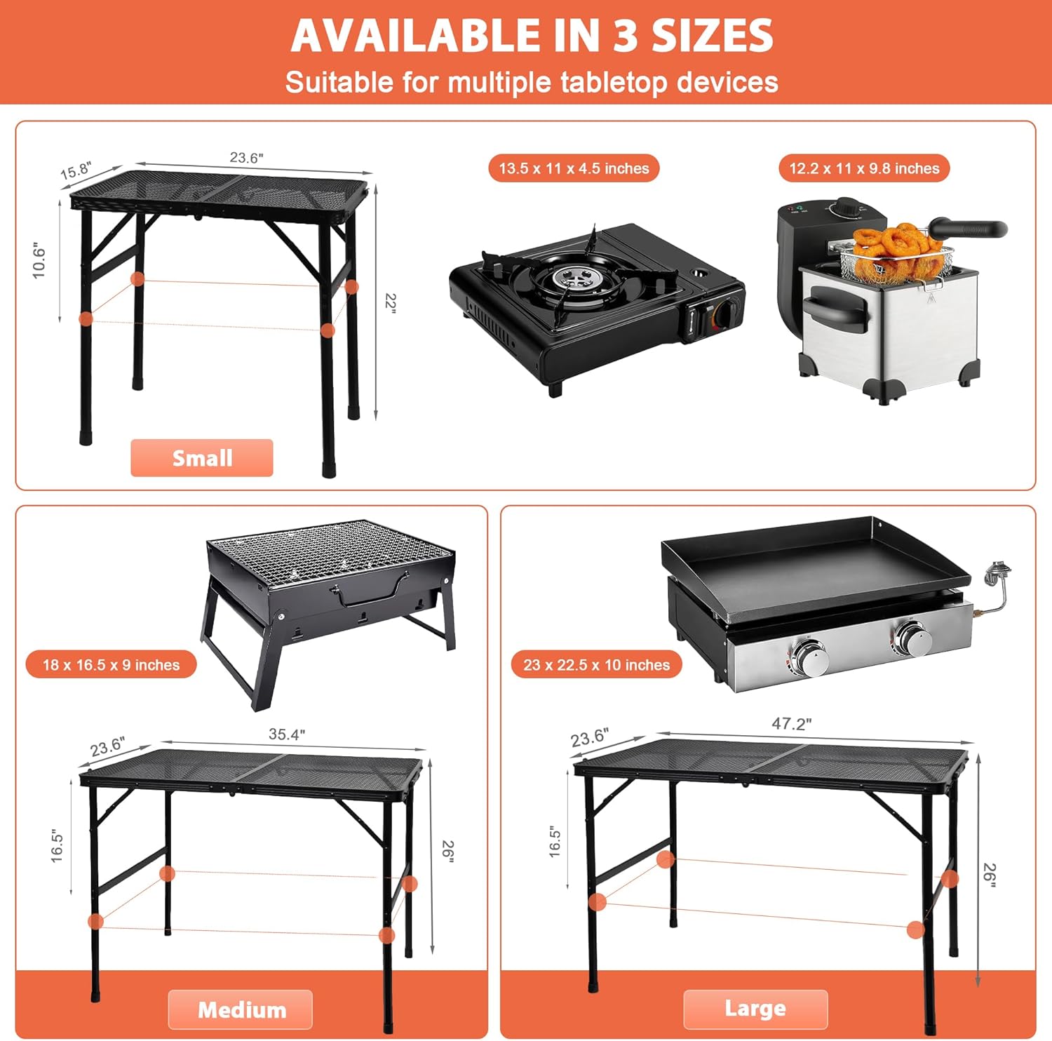 GREGIN Folding Camping Grill Table, Outdoor Metal Table. Foldable, Portable