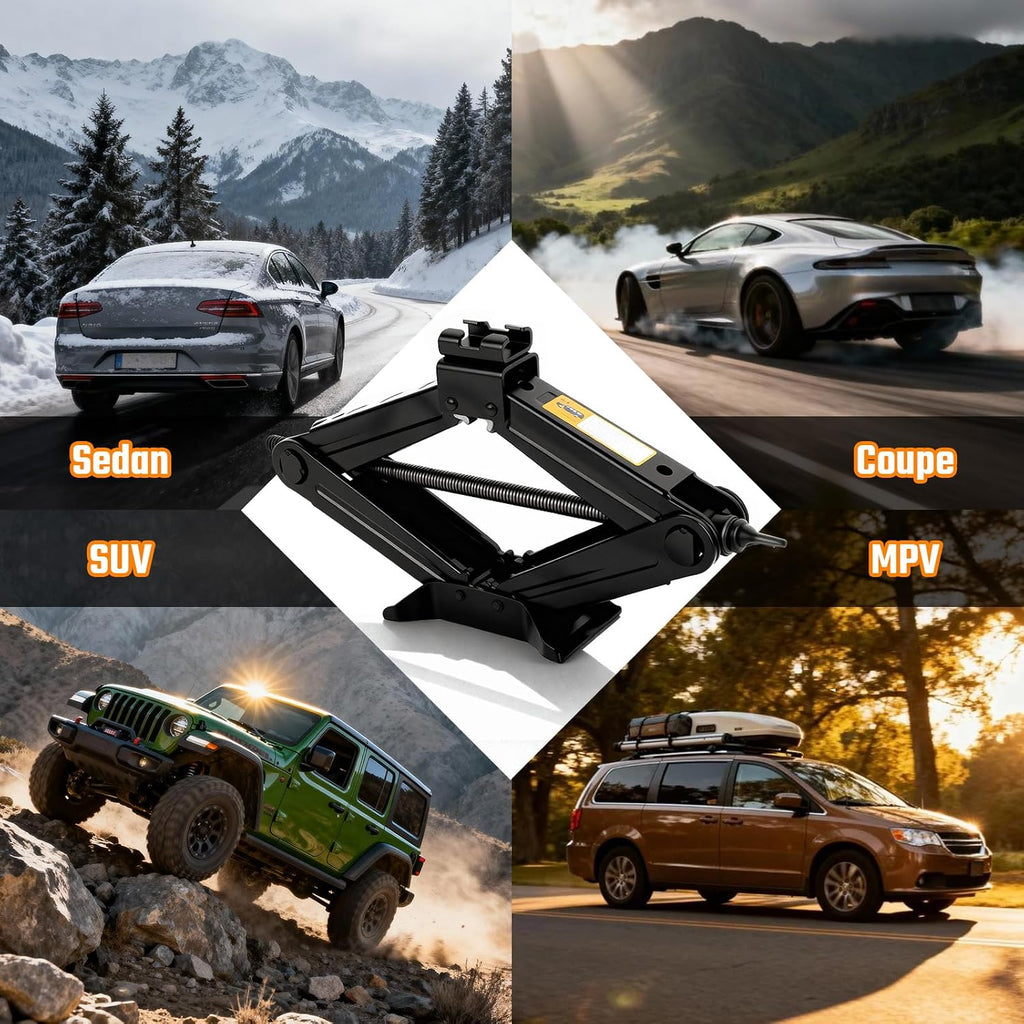 Scissor Jack Car Jack Kit, 2.5 Ton (5512 lbs)