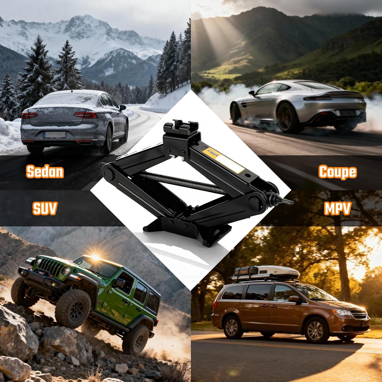 Scissor Jack Car Jack Kit, 2.5 Ton (5512 lbs)