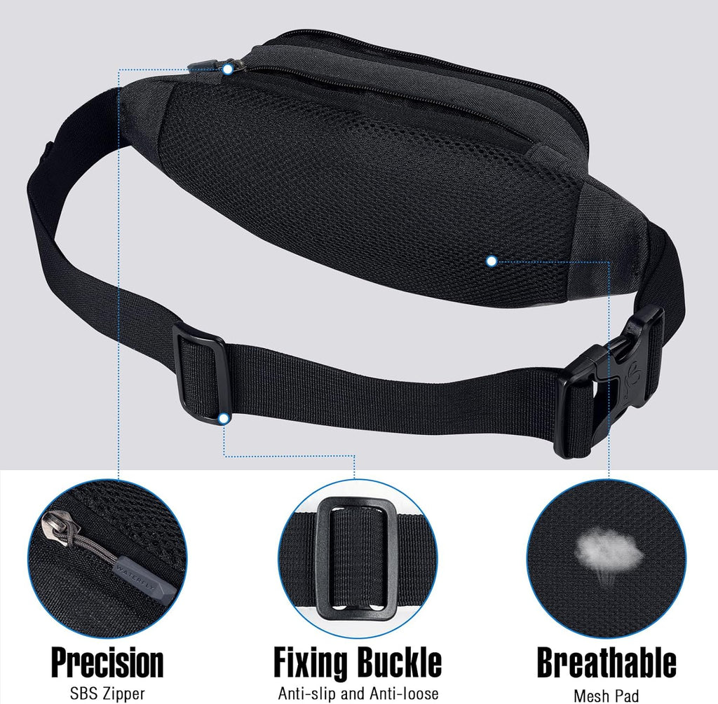 WATERFLY Small Fanny Pack Crossbody Lightweight Waist Bag for Woman Man