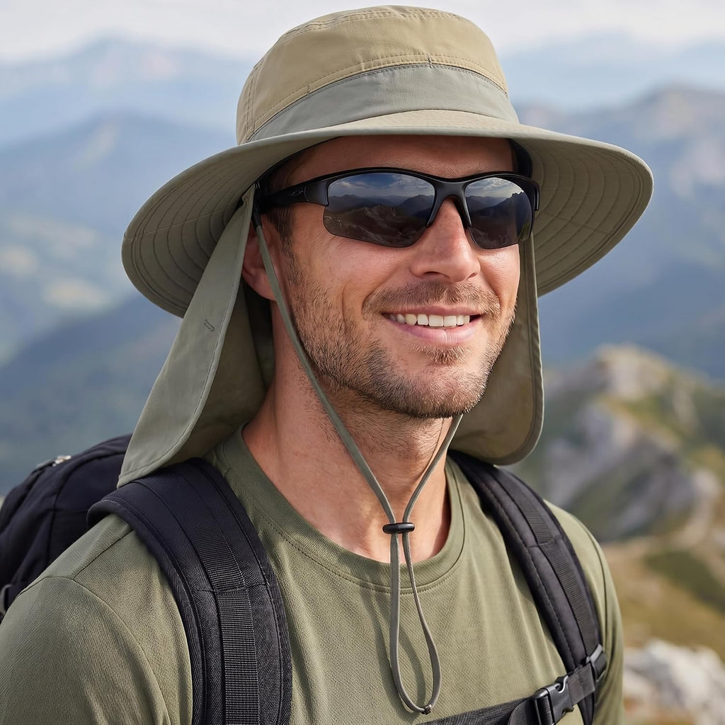 Connectyle Wide Brim Sun Hat for Men Women UPF 50+ Breathable Fishing Hat with Neck Flap Outdoor Hiking Safari Bucket Hats