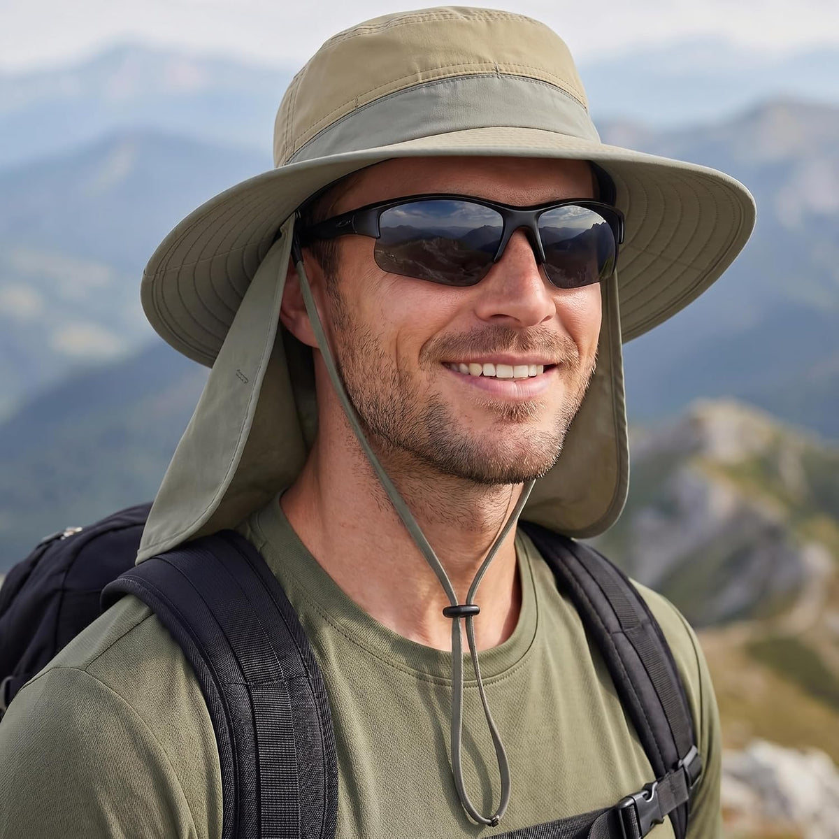 Connectyle Wide Brim Sun Hat for Men Women UPF 50+ Breathable Fishing Hat with Neck Flap Outdoor Hiking Safari Bucket Hats