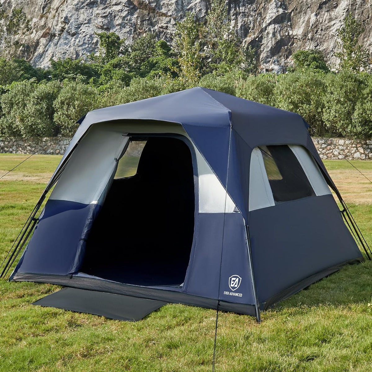 EVER ADVANCED 6 Person Camping Tent, Blackout Design Tent for Camping Instant Cabin Tents for Family with Rainfly, 60s Easy Setup, Water-Resistant