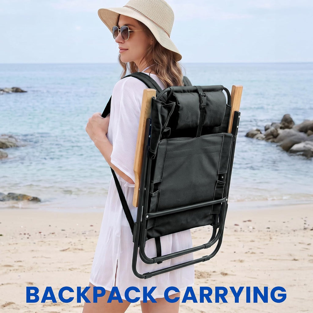 Portable Backpack Beach Chair for Adults,Black