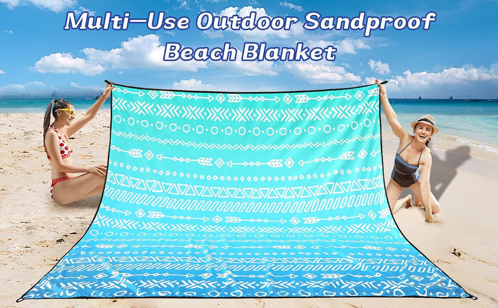 WIWIGO Beach Blanket Mat Waterproof Sandproof for 2-8 Adults Quick Drying