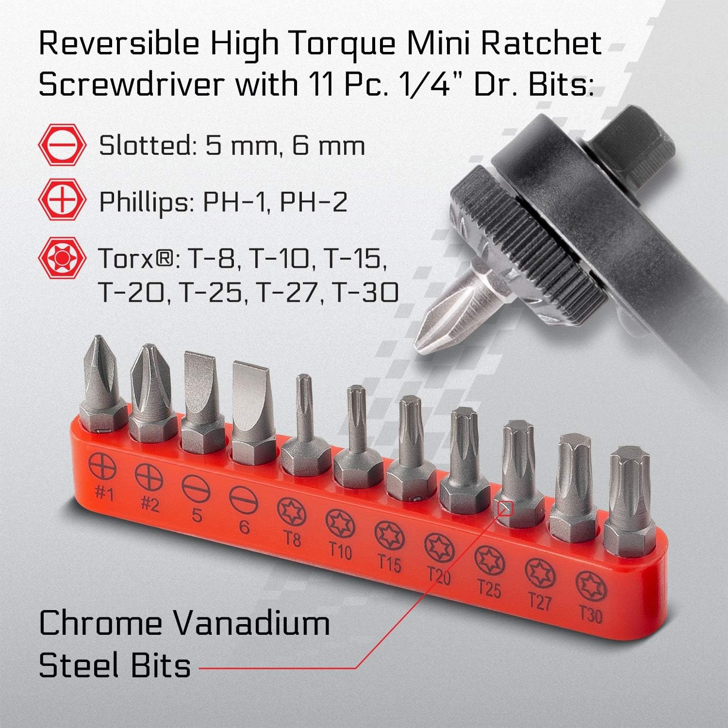 Carbyne 17-Piece Right Angle Mini Ratchet Wrench Screwdriver Set