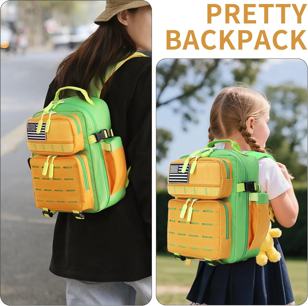 9L Mini Tactical Backpack for Men and Women Tactical Backpack Small for Hiking Small Tactical Bag (Orange&Green)